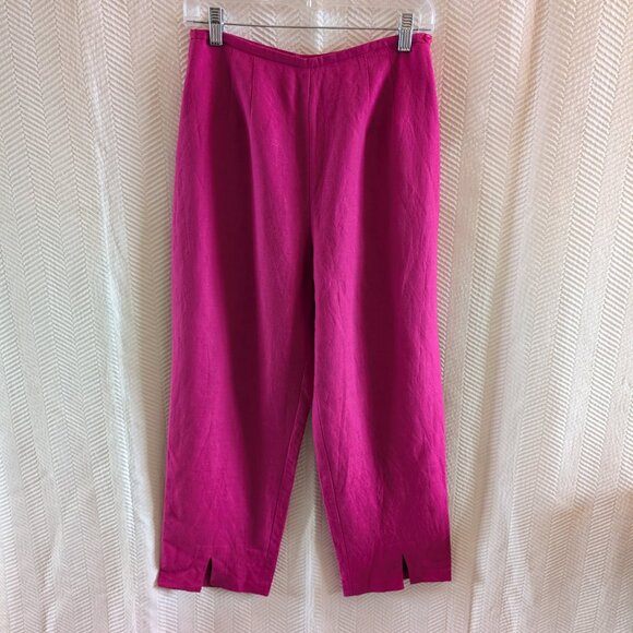 Haggar Women's Linen blend crop pants Fuchsia Hot Pink Summer Spring Size 6 - Picture 6 of 10